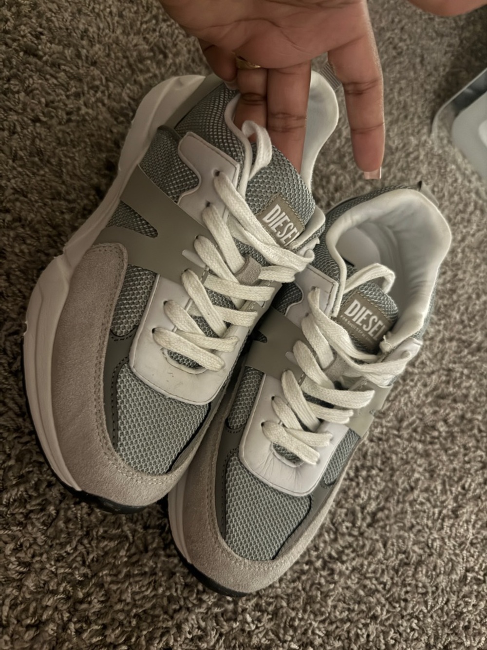 Diesel Gray & White Casual Mesh Sneakers